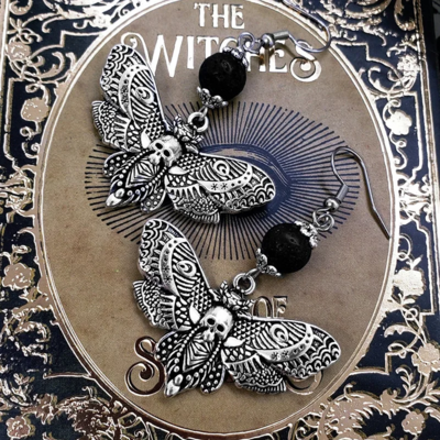 Death Moth Drop Earrings