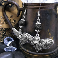 Death Moth Drop Earrings - Thumbnail 3
