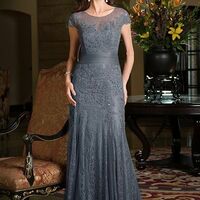 Elegant Mother of the Bride/Groom Dress Grey Lace Evening Formal Prom Dress - Thumbnail 4