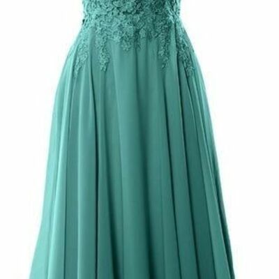 Elegant mother of the bride/groom dress blue lace tea-length evening formal prom dress