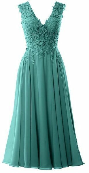 Elegant Mother of the Bride/Groom Dress Blue Lace Tea-length Evening Formal Prom Dress