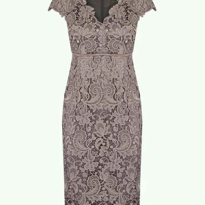 Elegant mother of the bride/groom dress champagne lace tea-length evening formal prom dress