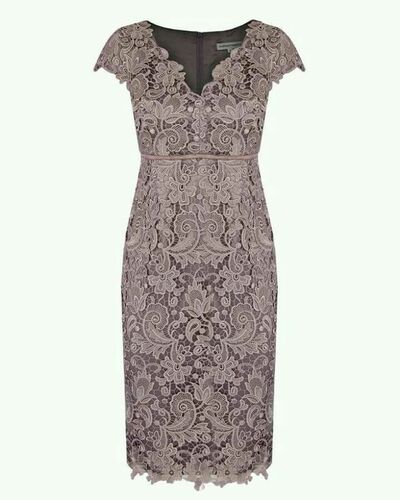 Elegant Mother of the Bride/Groom Dress Champagne Lace Tea-length Evening Formal Prom Dress