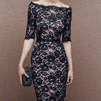 Elegant Mother of the Bride/Groom Dress Black Tea-length Evening Formal Prom Dress - Thumbnail 4