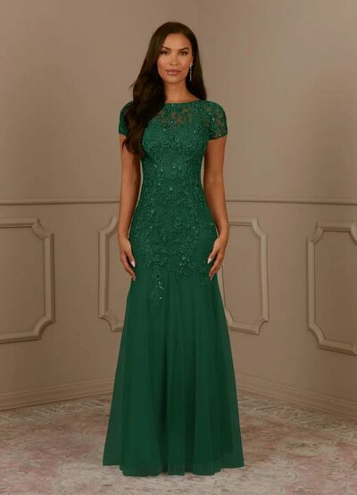 Elegant Mother of the Bride/Groom Dress Dark Green Lace Sequins Evening Formal Prom Dress