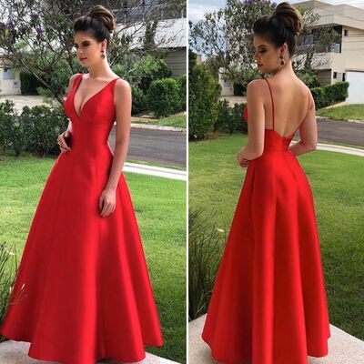 Elegant mother of the bride/groom dress red simple evening formal prom dress
