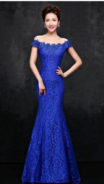 Elegant Mother of the Bride/Groom Dress Royal Blue Lace Evening Formal Prom Dress