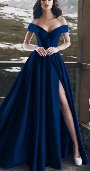 Elegant Mother of the Bride/Groom Dress Royal Blue Side Slit Evening Formal Prom Dress