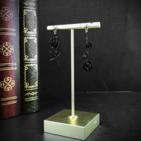 Goth Black Briar Rose Earrings - Thumbnail 5