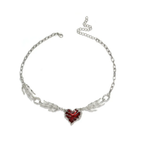 Gothic Vintage Red Heart Necklace - Thumbnail 1