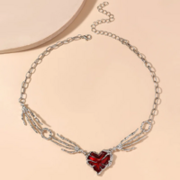 Gothic Vintage Red Heart Necklace - Thumbnail 2