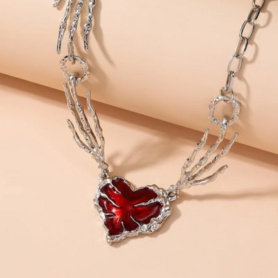 Gothic Vintage Red Heart Necklace