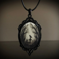 Gothic Crow Charmed Necklace - Thumbnail 3