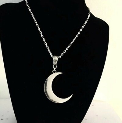 Silver Plated Gothic Crescent Moon Necklace