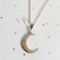 Silver Plated Gothic Crescent Moon Necklace - Thumbnail 2