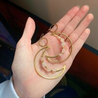 Crystal Crescent Moon Earrings - Thumbnail 1