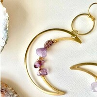 Crystal Crescent Moon Earrings - Thumbnail 3