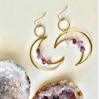 Crystal Crescent Moon Earrings - Thumbnail 2