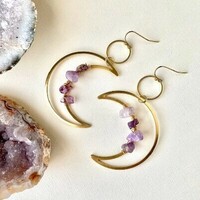 Crystal Crescent Moon Earrings - Thumbnail 4