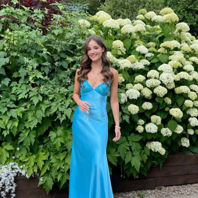 Sweetheart blue long straps party dresses - Thumbnail 2