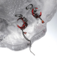 Gothic Red Moon Rose Earrings - Thumbnail 1