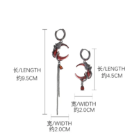 Gothic Red Moon Rose Earrings - Thumbnail 4