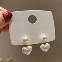 Heart Pearl Earrings - Thumbnail 4
