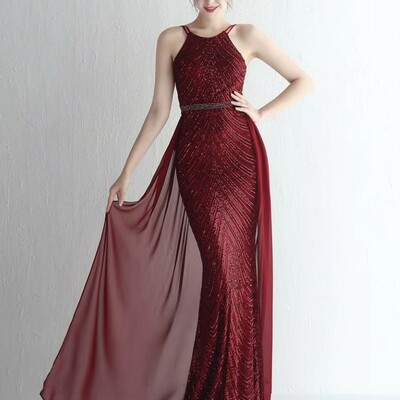  elegant sequins evening party dress 