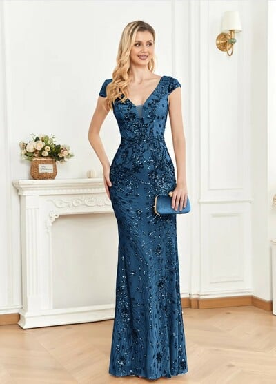 Deep V-neck Long Mermaid Formal Dress