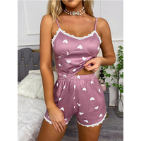 New summer Love lace Suspender shorts pajamas set  women's home dress - Thumbnail 1