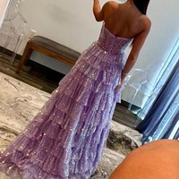 Sparkly Lavender Ball Gown Sweetheart Sequins Long Prom Dresses with Slit,PD230857 - Thumbnail 1