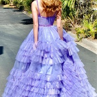 Cute  Lavender Ball Gown Sweetheart Tulle Long Prom Dresses with Beading,PD230861 - Thumbnail 1