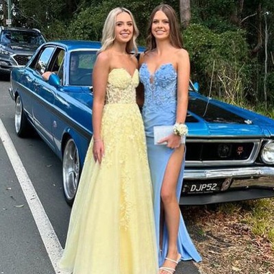 Cute sweetheart daffodial tulle a line long prom dresses with appliques,pd230868 - Thumbnail 4