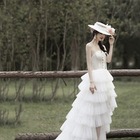 White Strapless Tulle Long Prom Dress, A-Line Sweetheaet Neck Party Dress - Thumbnail 4