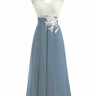 Elegant mother of the bride/groom dress blue tea-length evening formal prom dress