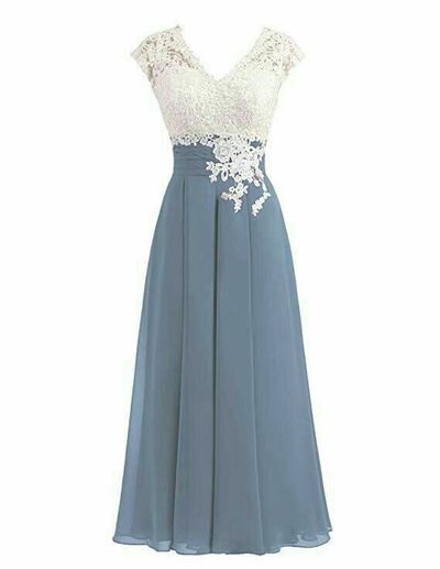 Elegant Mother of the Bride/Groom Dress Blue Tea-length Evening Formal Prom Dress