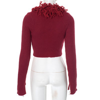 Lazy style knitted cardigan cropped top - Thumbnail 4