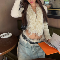 Lazy style knitted cardigan cropped top - Thumbnail 1