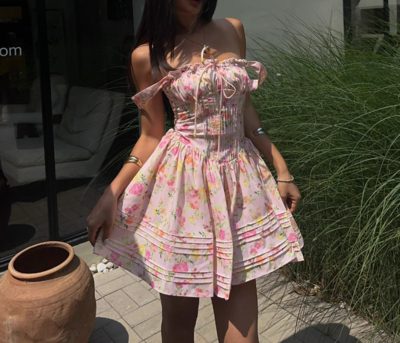Slim Fit Ballet Style Tutu Dress Floral Suspender Skirt