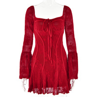Lace new style trumpet sleeve tube top dress - Thumbnail 6