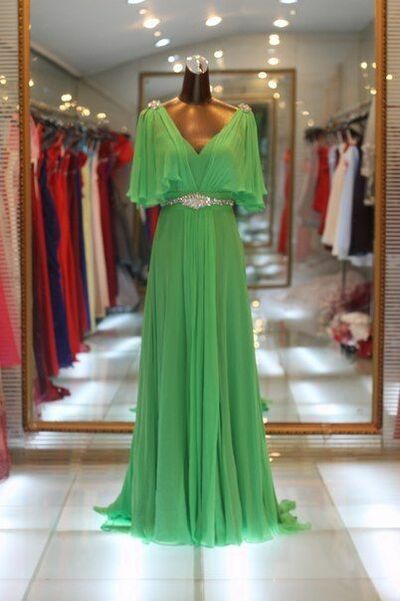 Elegant Mother of the Bride/Groom Dress Green Chiffon Evening Formal Prom Dress