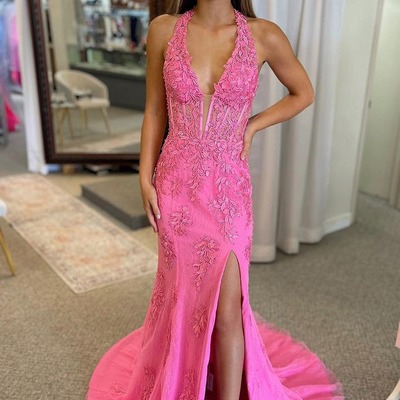 Cute v neck long mermaid prom dresses with appliques ,pd230889 - Thumbnail 1