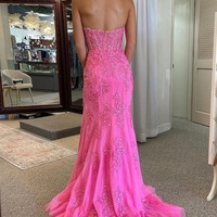 Cute V Neck Long Mermaid Prom Dresses with Appliques ,PD230889 - Thumbnail 1