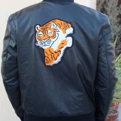 Crafted leather eye of the tiger jacket motorcycle - Thumbnail 5