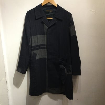 Comme des garçons patterned wool coat bow detail