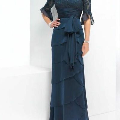 Elegant mother of the bride/groom dress green lace evening formal prom dress