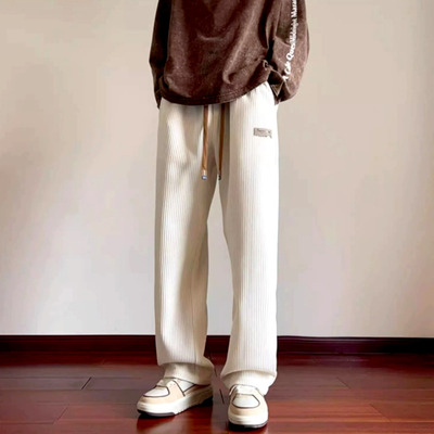 Vintage hippie corduroy cut pile stripe chunky drawstring wide leg oversize pants streetwear glamour rave men women awesome