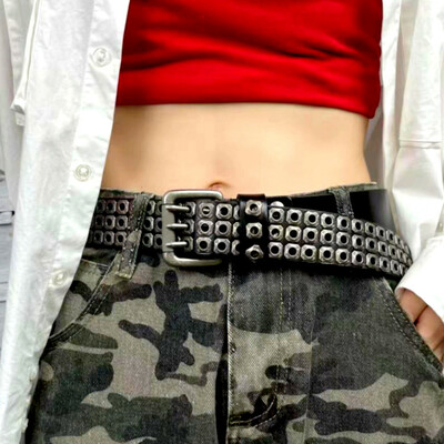 Stunning punk werewolf claw 3 pins square rivet eyelets leather belt streetwear rave men women awesome