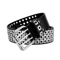 Stunning Punk Werewolf Claw 3 Pins Square Rivet Eyelets Leather Belt Streetwear Rave Men Women Awesome - Thumbnail 2