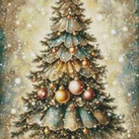 Antique Christmas Tree Cross Stitch Pattern - Thumbnail 1
